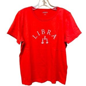 J. Crew Libra Zodiac Bold Red T-Shirt NWOT Cotton Sz Medium